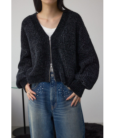 WZIPベロアラメモールカーデ