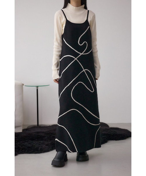 セットアイテム】ライン柄ニットキャミワンピセット｜アズールバイ