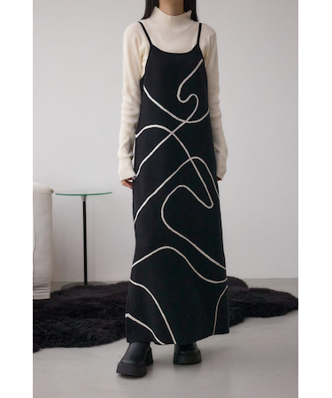 【セットアイテム】ライン柄ニットキャミワンピセット