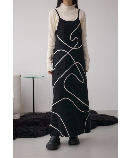 【セットアイテム】ライン柄ニットキャミワンピセット