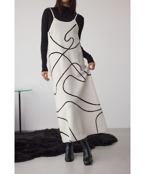 セットアイテム】ライン柄ニットキャミワンピセット｜アズールバイ