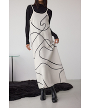 【セットアイテム】ライン柄ニットキャミワンピセット