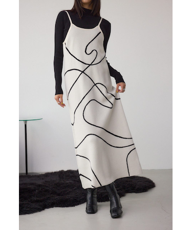 【セットアイテム】ライン柄ニットキャミワンピセット