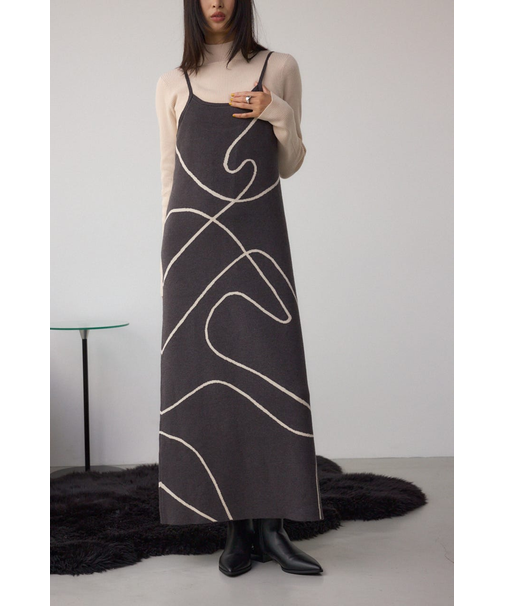 【セットアイテム】ライン柄ニットキャミワンピセット