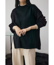 格上げ ダブルネックデザインニットトップス