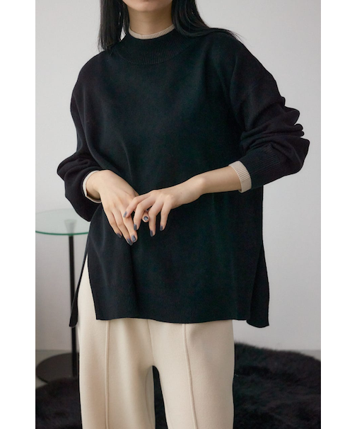 格上げ ダブルネックデザインニットトップス