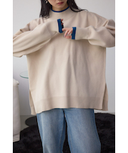 格上げ ダブルネックデザインニットトップス