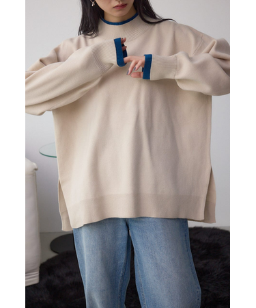 格上げ ダブルネックデザインニットトップス