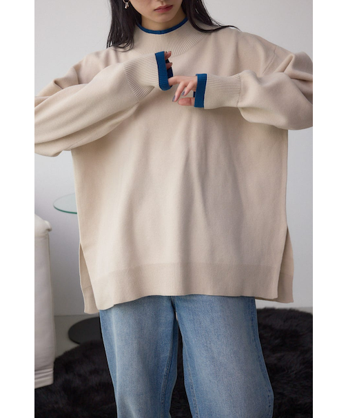 格上げ ダブルネックデザインニットトップス