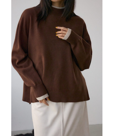 格上げ ダブルネックデザインニットトップス