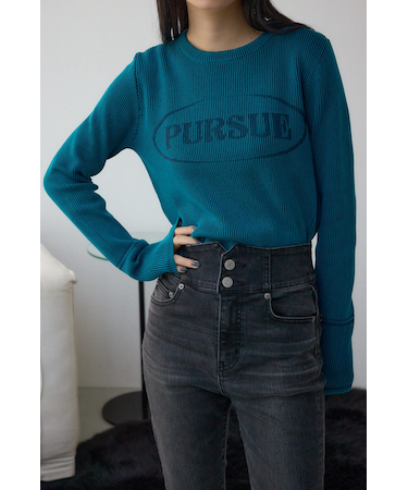 ジャガードロゴリブトップス