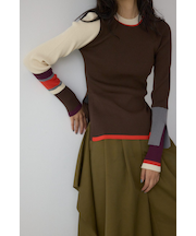 【PLUS】カラーブロッキングリブニット