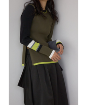 【PLUS】カラーブロッキングリブニット