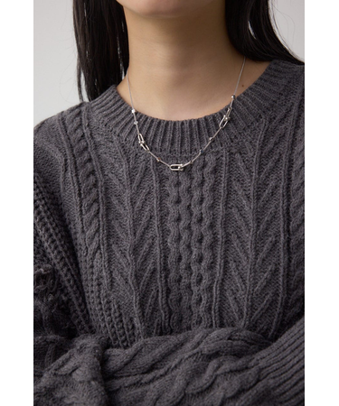 Uチェーンラインストーンネックレス