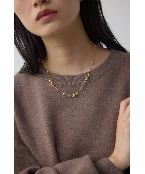 Uチェーンラインストーンネックレス