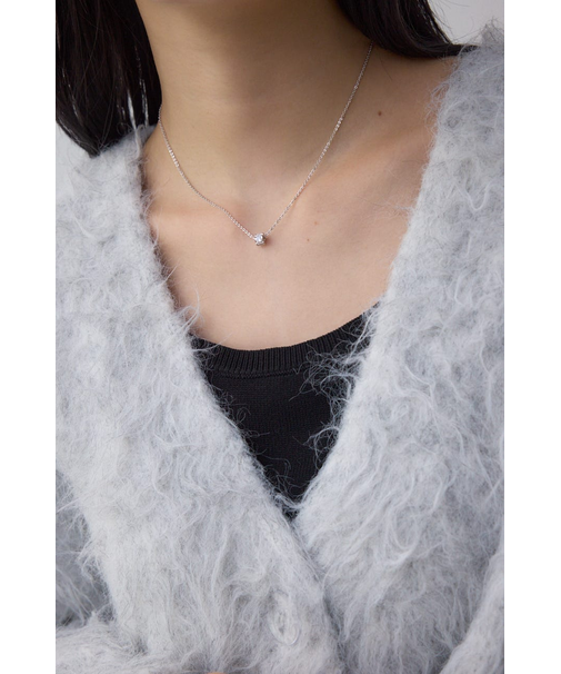 ラインストーンクローバーネックレス