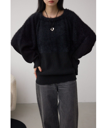 シャギー切替ドルマンニット