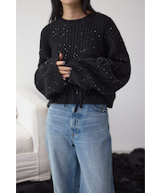 ドロストリングスパンコールラメニット