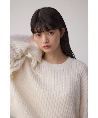 ドロストリングスパンコールラメニット