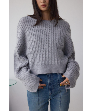 ドロストリングスパンコールラメニット