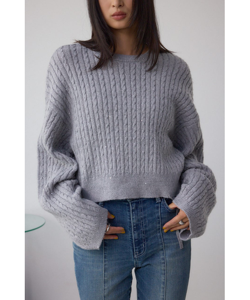 ドロストリングスパンコールラメニット