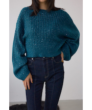 ドロストリングスパンコールラメニット