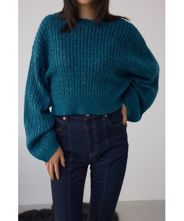 ドロストリングスパンコールラメニット