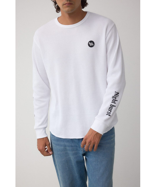 袖刺繍ワッフルトップス