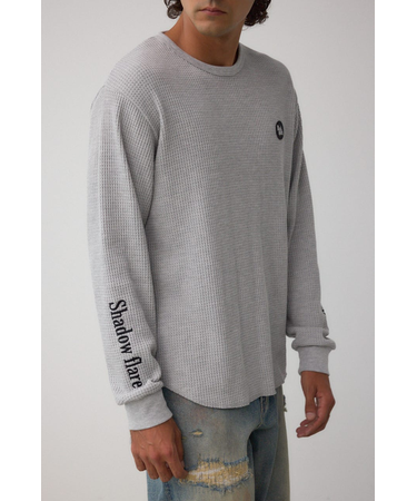 袖刺繍ワッフルトップス