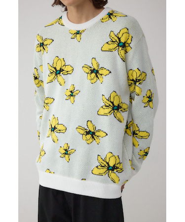 フラワーダブルジャガードニット