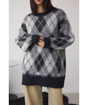 アーガイルシャギーニット