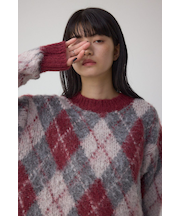 アーガイルシャギーニット