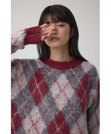 アーガイルシャギーニット