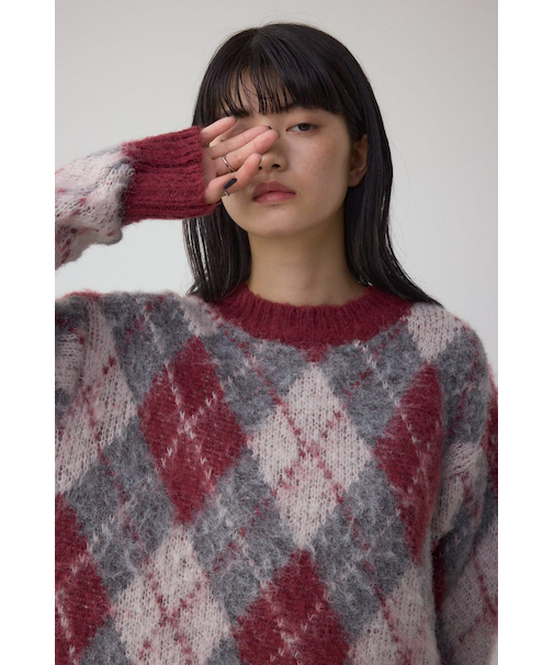 アーガイルシャギーニット