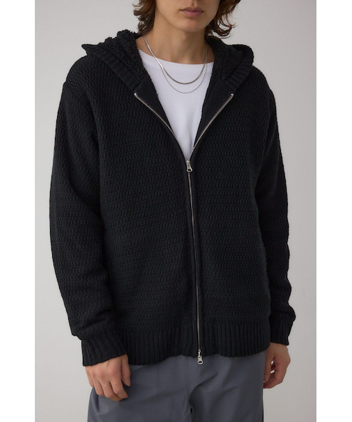 ガーターボアジップニット フーディー