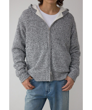 ガーターボアジップニット フーディー