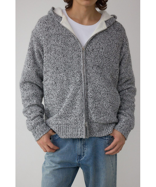 ガーターボアジップニット フーディー