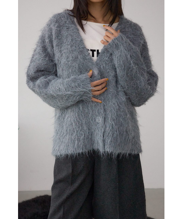 シャギー起毛ニットカーディガン