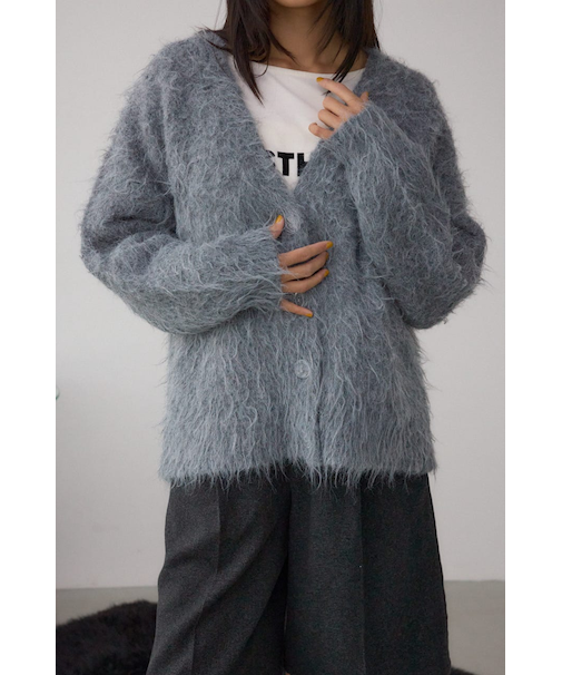 シャギー起毛ニットカーディガン