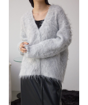 シャギー起毛ニットカーディガン