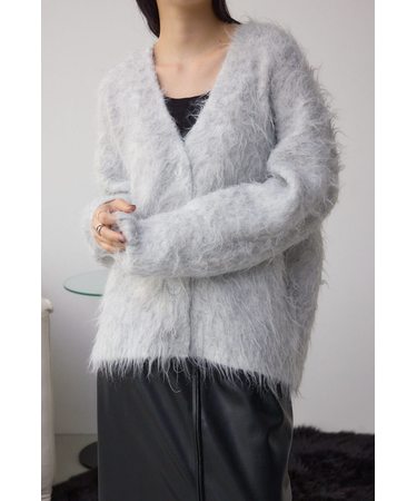 シャギー起毛ニットカーディガン