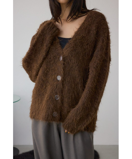 シャギー起毛ニットカーディガン