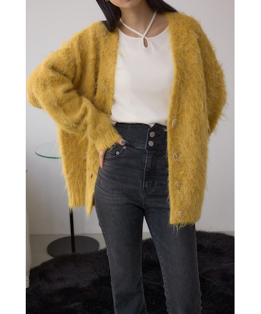 シャギー起毛ニットカーディガン