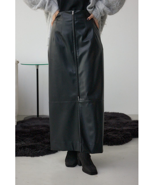 フェイクレザー/スエードジップタイトスカート