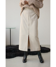 フェイクレザー／スエードジップタイトスカート