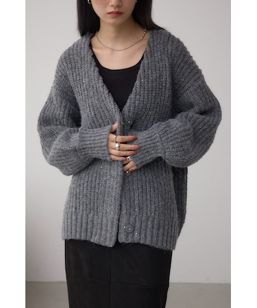 スパンコールニットカーディガン