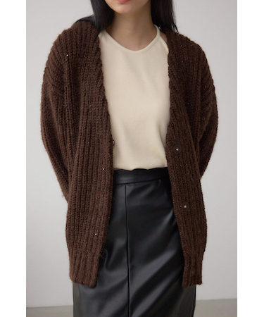 スパンコールニットカーディガン