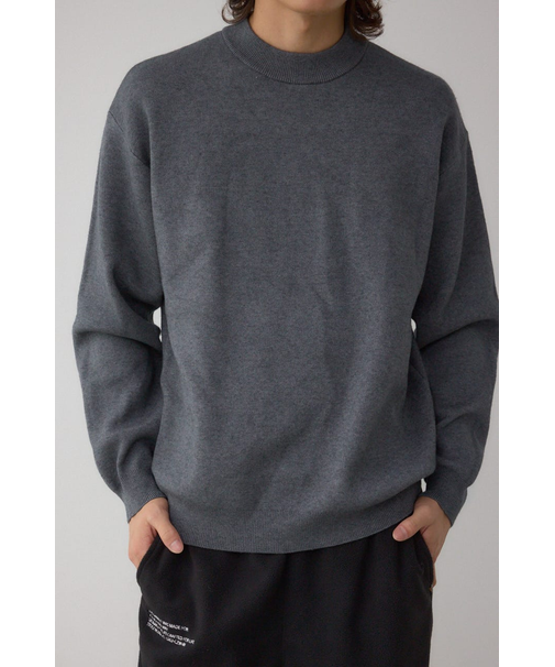 スムースニットモックネックトップス