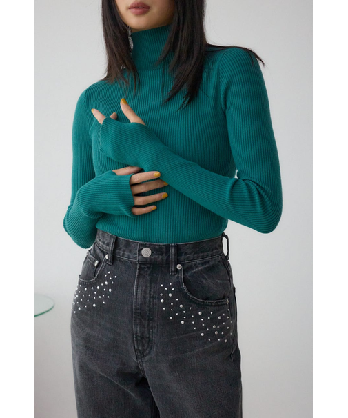 サムホールリブニットトップス