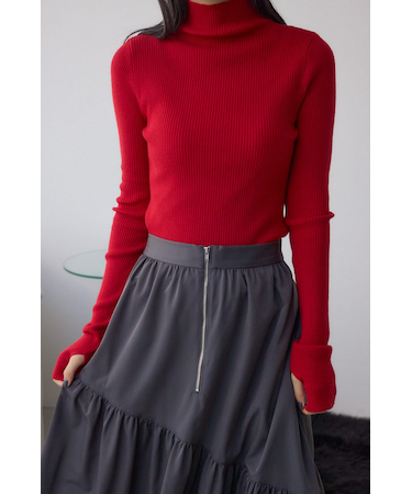 サムホールリブニットトップス